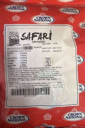 Crown Safari Drywors Seasoning 1kg bb:03-10-25